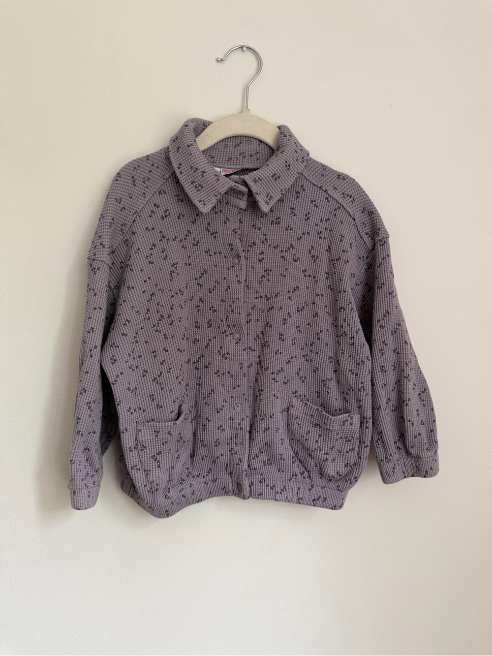 Zara Kids Floral Purple Knit Button-Up Shacket (Size 2-3)